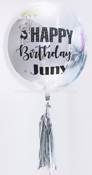 Customize Print Happy Birthday Bear ORBZ Balloon
